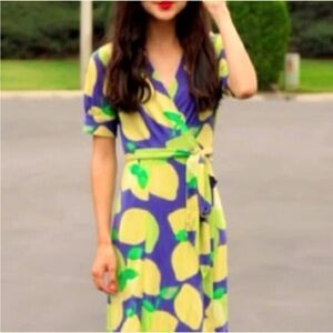 NWT! Lilly Pulitzer Downie Knit Lemon Drop Wrap Dress Size 4